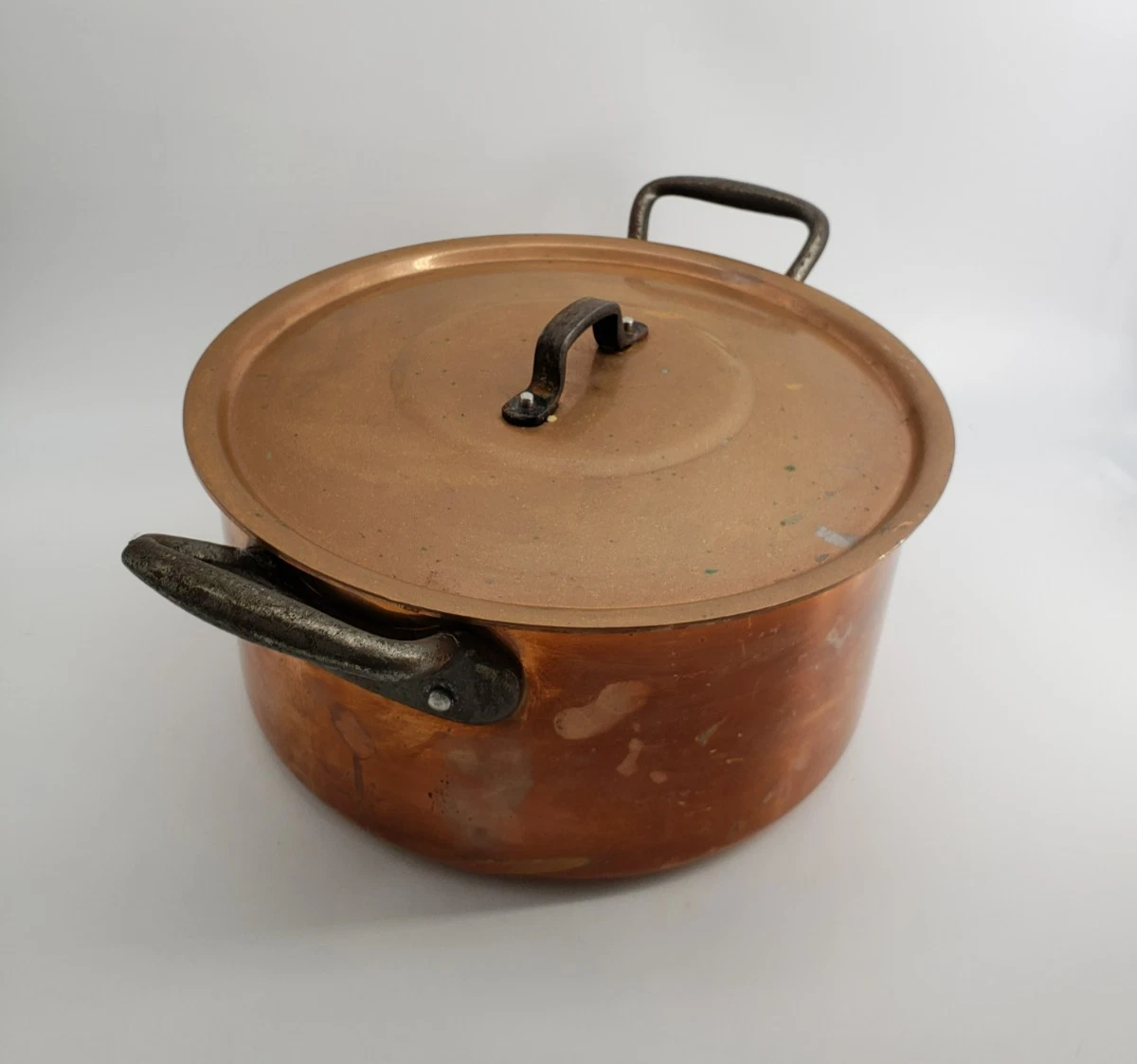 Vintage Baumalu Copper 4qt Stock Pot with Lid Tin Lined - Made in France