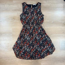 Collective Concepts Floral Print Dress Sleeveless Casual Summer Black Womens  M