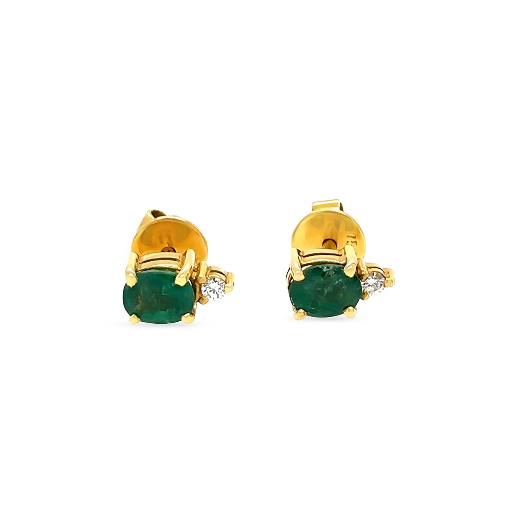 Authentic 18ct Yellow Gold Emerald & Diamond Stud Earrings 1.06ct RRP $7,000* image 4