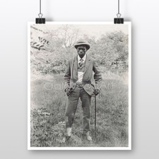 BLACK MAN Holding a Saber Wearing US Military Belt c1920, Vintage Photo Reprint