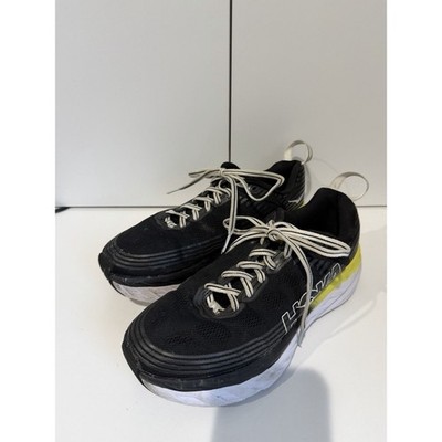 Hoka One One Bondi 7 Mens Sz 7  Black Yellow Running Shoes Cushioned Sneakers L