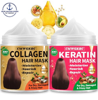 2 Pack Collagen Hair Mask & Keratin Hair Mask,Hydrating Argan Oil Hair Repair Tr