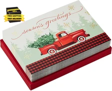 Boxed Christmas Cards, Rustic Red Truck (40 Cards and 40 Envelopes) Season'S Gre