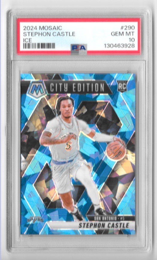 2024-25 Mosaic - City Edition Stephon Castle #290 Ice Mosaic Prizm /125 PSA 10