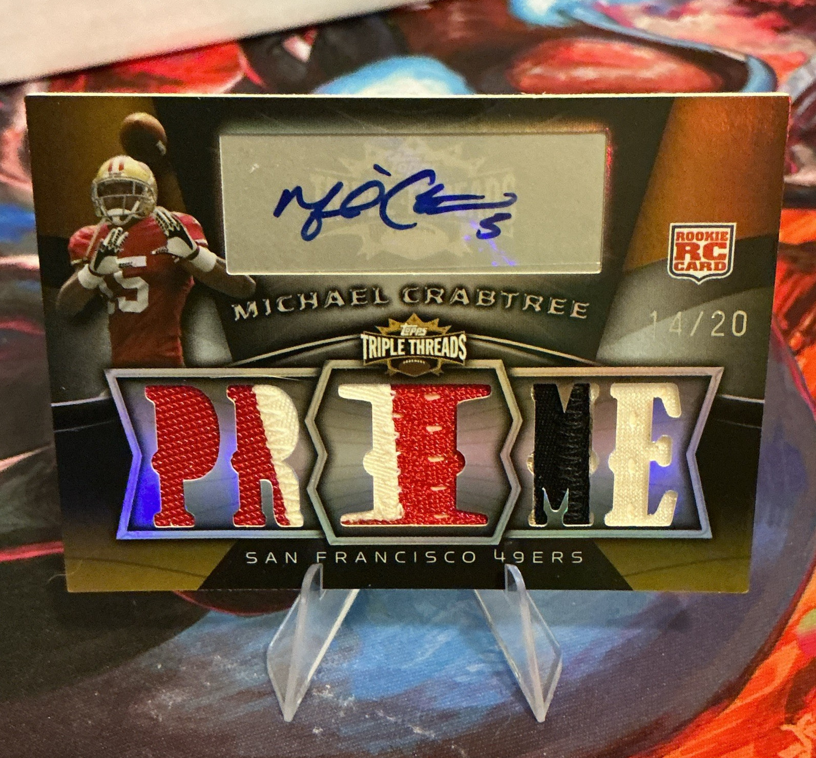 Topps 2009 Triple Threads Michael Crabtree Rookie Auto MEM Emerald #121 /20