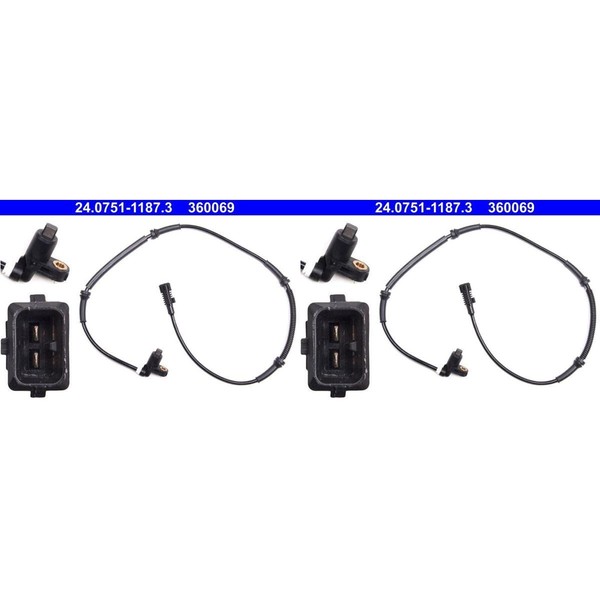 2X ATE ABS-SENSOR Raddrehzahl ABS-FÜHLER Vorne Passend FüR CitroËN Xantia-image