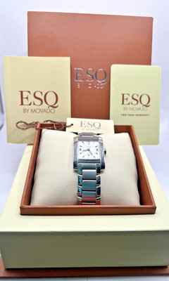 Stainless Steel 21mm Ladies ESQ Movado Tank Watch In Box - Model E5053 -Timeless