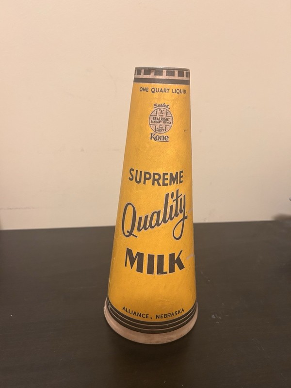 Vintage Supreme Quality Milk Wax Cone Quart Alliance, NE