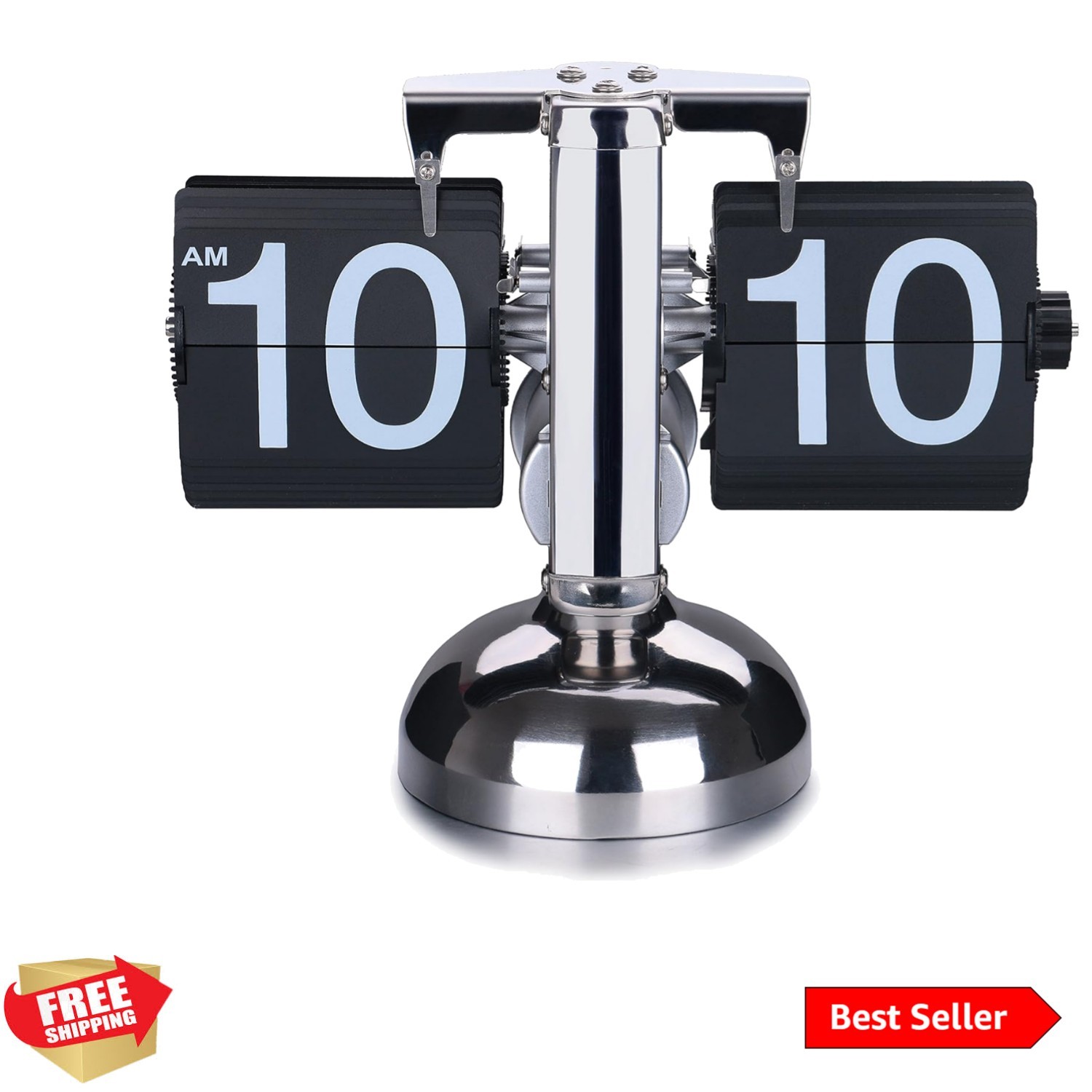 Battery Powered Retro Flip Clock with Large Numbers for Elegant Home D&eacute;cor