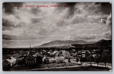 Kingfield ME Salem St Mt Abram View Antique Postcard 1908 Mitchell Litho Maine