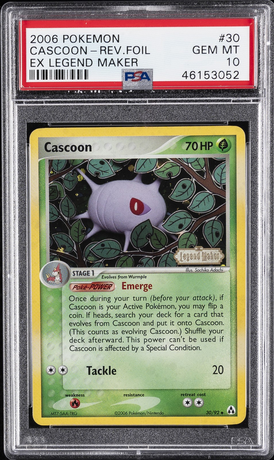 2006 POKEMON EX LEGEND MAKER #30 CASCOON-REVERSE FOIL PSA 10