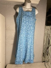 Fresh Produce Blue Empire Waist Dress Women Size M Sleeveless 100 Cotton USA
