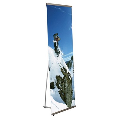 Quick Banner Holder Stand - L Shaped - 39.37x78.74 inch - Silver Aluminum