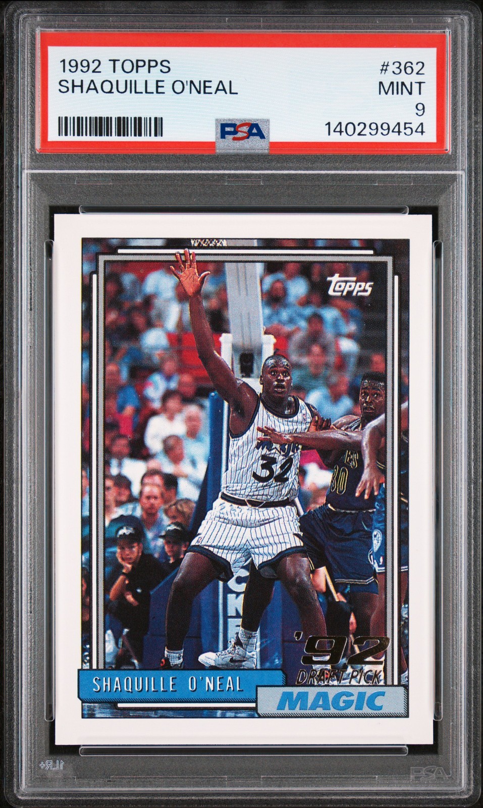 1992 TOPPS #362 SHAQUILLE O'NEAL ROOKIE RC PSA 9