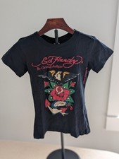 Ed Hardy by Christian Audigier Black Cotton Rose Eagle Tshirt Sz M NWT