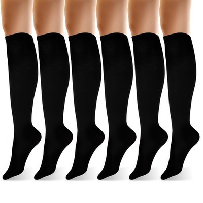 Skrfren Women's Knee High Socks Black, Cotton Tall 1-15, Black 
