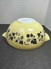 Vintage Pyrex Cinderella # 444 Mixing Bowl 4 Qt Black On Yellow Gooseberry