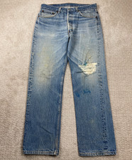 Vintage Levis 501XX Jeans Fits 32x29 Faded Blue Denim Button Fly 80s USA Made