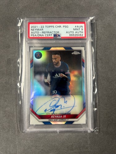2021-22 Topps Chrome Neymar Refractor Auto /75 PSA 9
