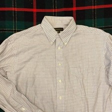 Hart Schaffner Marx Men's 16.5-35 Blue, Brown White Plaid Shirt