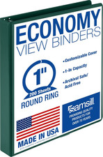 1 Inch 3 Ring Binder, Economy round Ring, Clear View Cover, 200 Sheet Capacity -