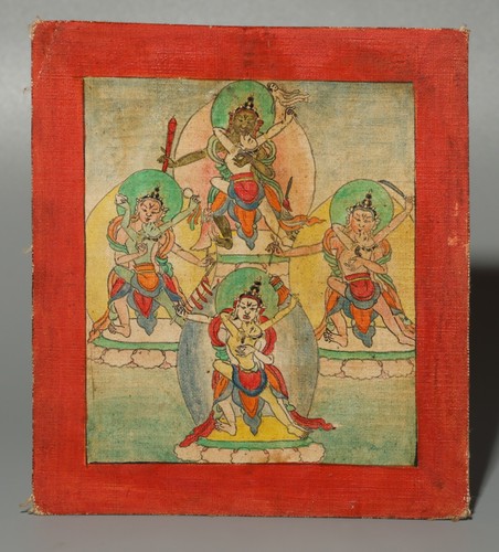 Real Nice Tibet 19th Century Old Antique Buddhist Tsaklis Thangka "Samvara"