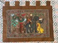 Vintage Handmade Elephant Tapestry, Antique Indian Wall Hanging