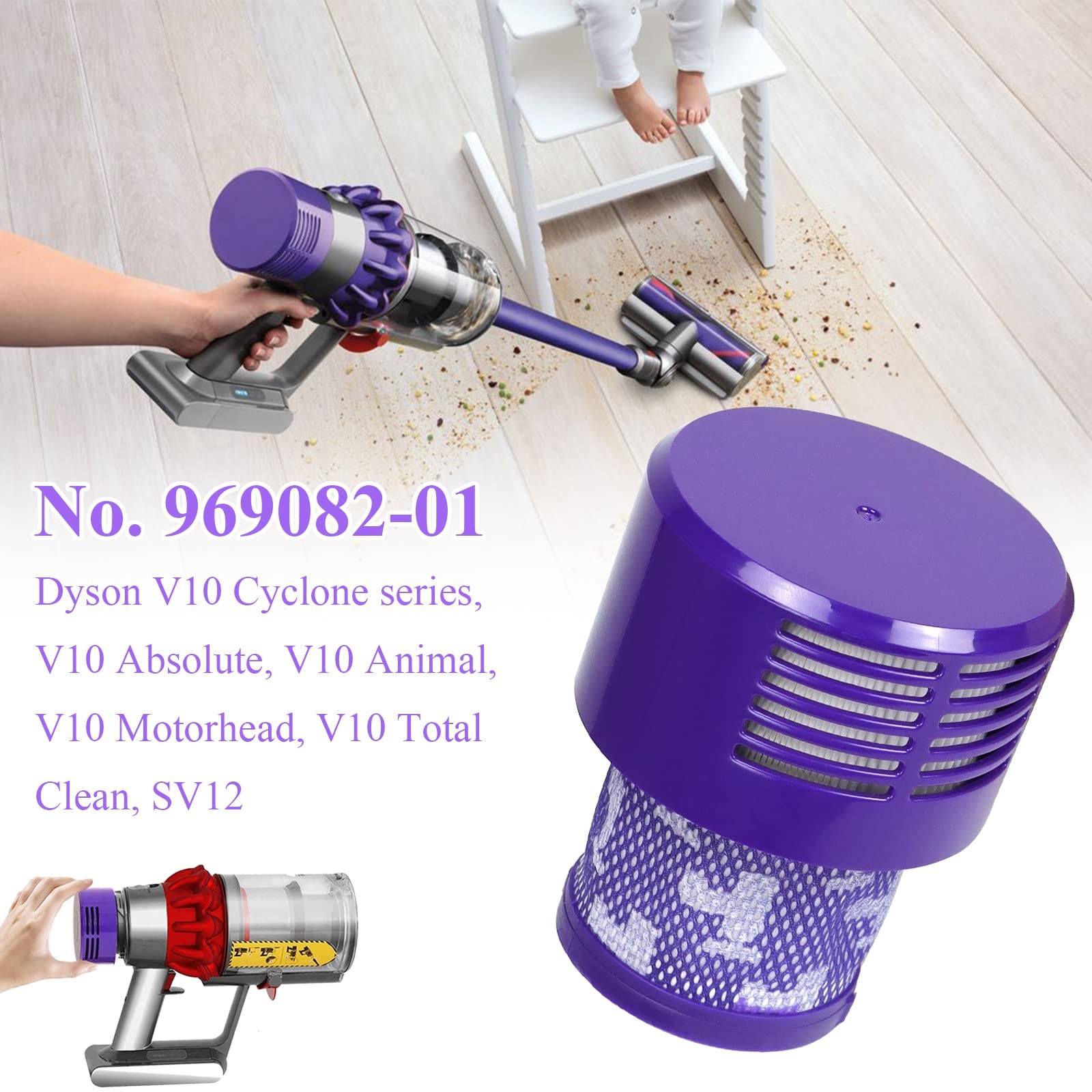 HEPA Filter Replacements for Dyson Cyclone V10 Animal V10 Absolute SV12 V10 T...