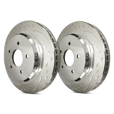 For Subaru WRX STI 13-17 Brake Rotors Diamond Slot Dimpled & Slotted 1-Piece