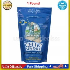 Light Grey Celtic Sea Salt 1 Pound Resealable Bag–Additive-Free,Gluten-Free,454G