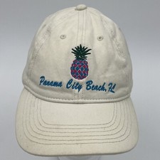Panama City Beach Florida White Cotton Cap - Vintage 90s Y2K StrapBack Hat