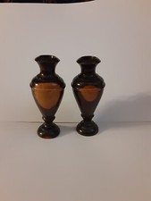 Collectible Treen Turned Exotic Hard Wood Vases or Candlesticks