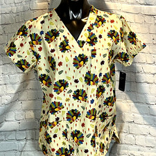 Just Love Medium Thanksgiving Turkey Leaves Scrub NWT