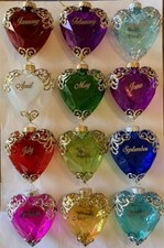 U Pick - Birthstone Valentine Christmas Heart Ornament Jan to Dec Birthday New