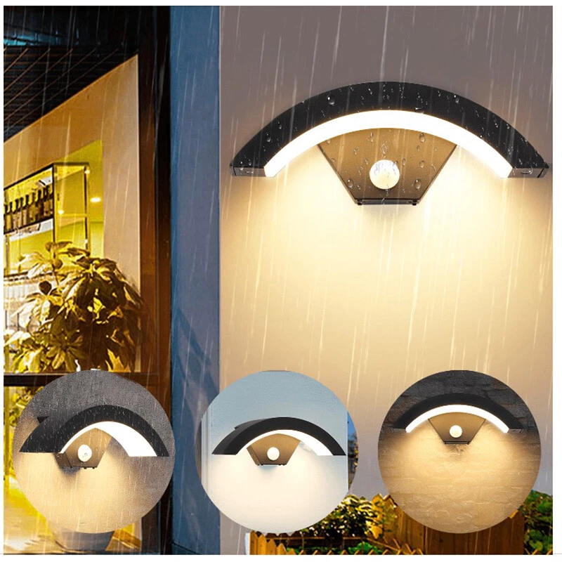 Outdoor Curve Wall Light 18W Modern IP54 LED Security Mounted with PIR Sensor - Image 3 of 4