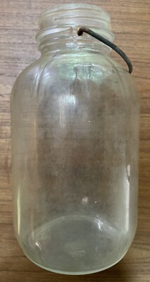 Vintage Quart Jar Thatcher Glass Manufacturing Co with Metal Handle 9  Original