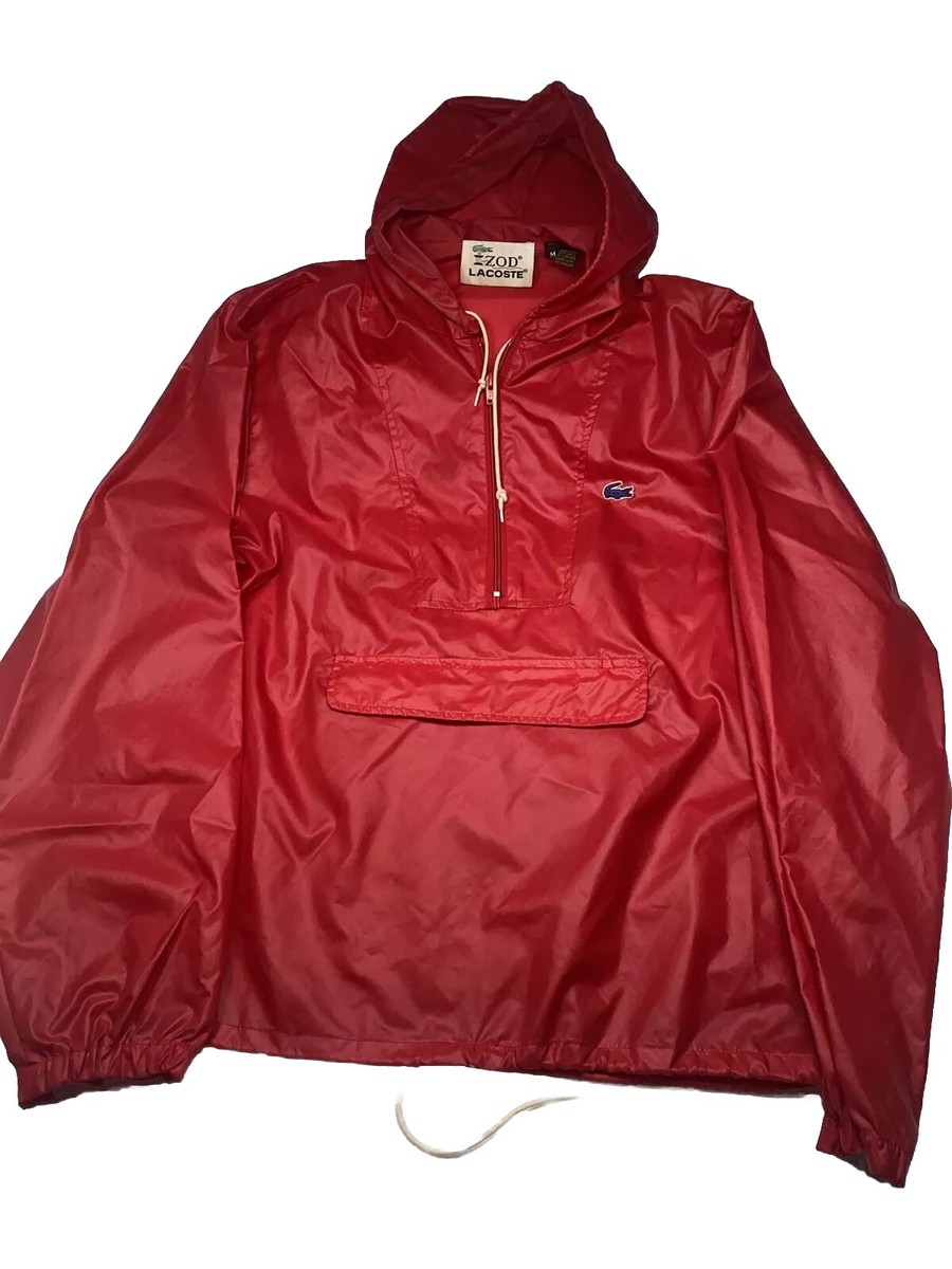 Vintage 80's Izod Lacoste Alligator Red Windbreaker Jacket 1/2 Zip Men's  Medium - Main Image