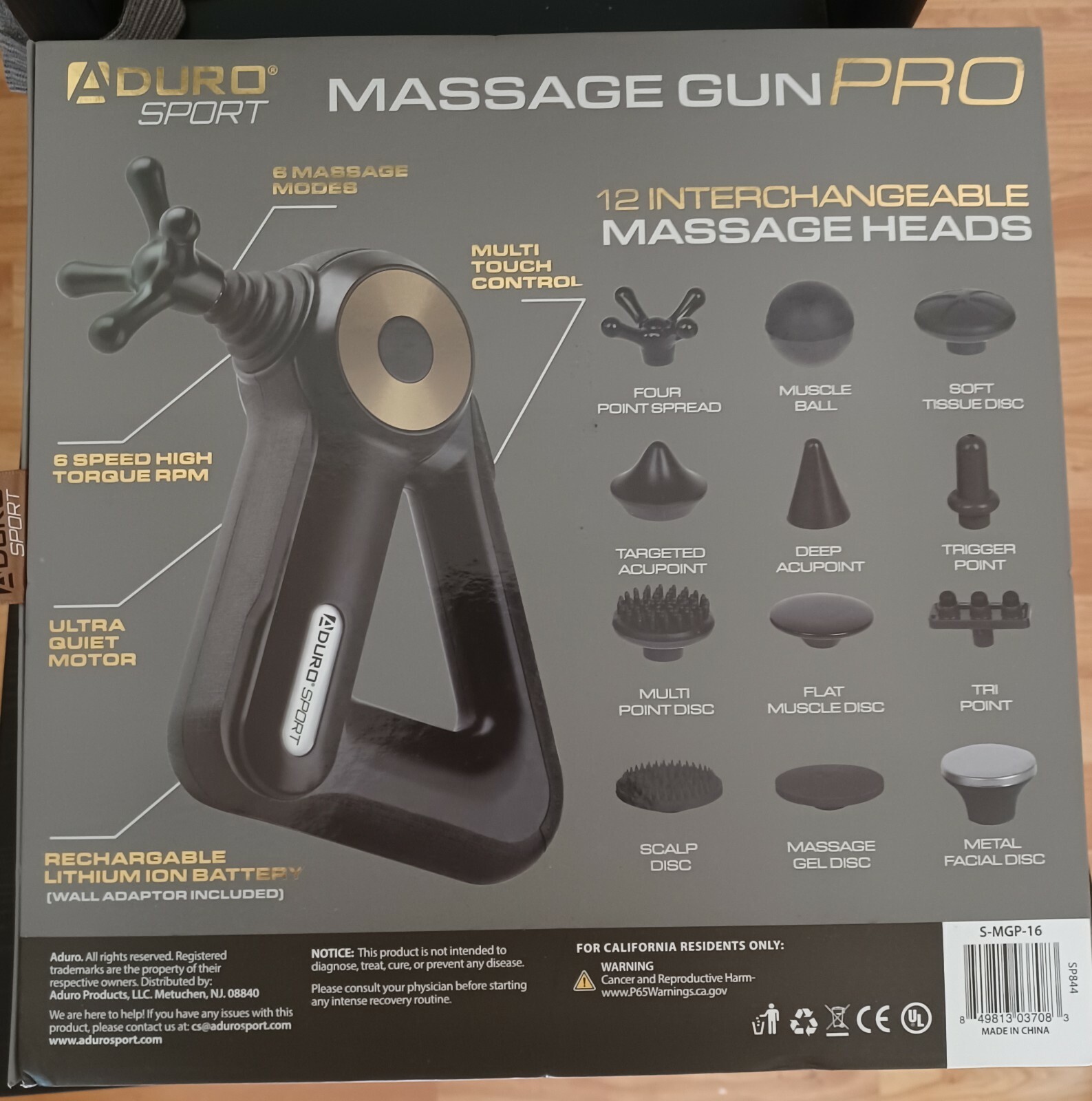 Aduro Sport Massage Gun Pro w/ 12 Interchangeable Heads VHTF eBay