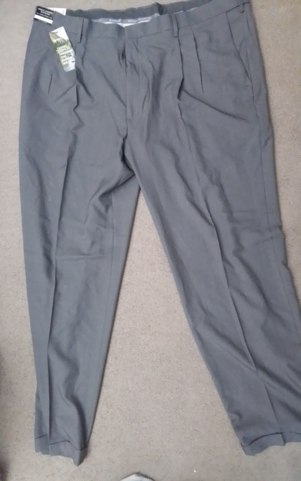 Haggar Premium Comfort Pleat Front Dress Pant Classic Fit Gray 44W x 32L
