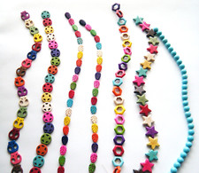 Howlite Bead Strand Lot Multi Colors Various Shapes Approx. 16" Strand Jewelry