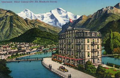 Karte SCHWEIZ INTERLAKEN Hotel Central Dir Ed. Ritschard Storck
