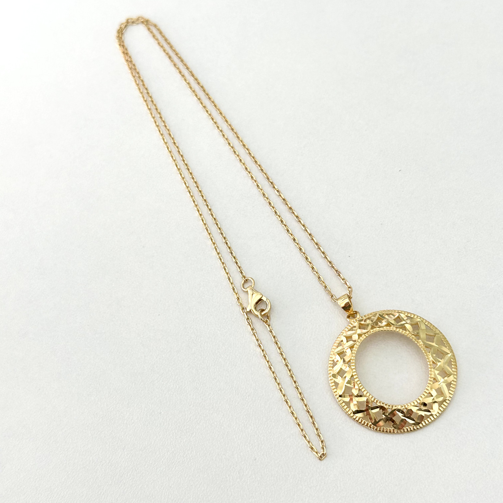 Vintage 925 Sterling Silver Gold Vermeil Flower Woven Open Circle Hoop Necklace