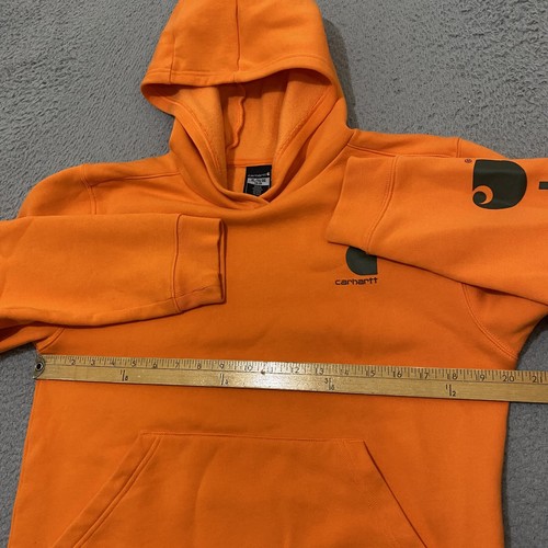 Carhartt Hoodie Boys XL (18-20) Orange Spellout Sweatshirt - Picture 10 of 12