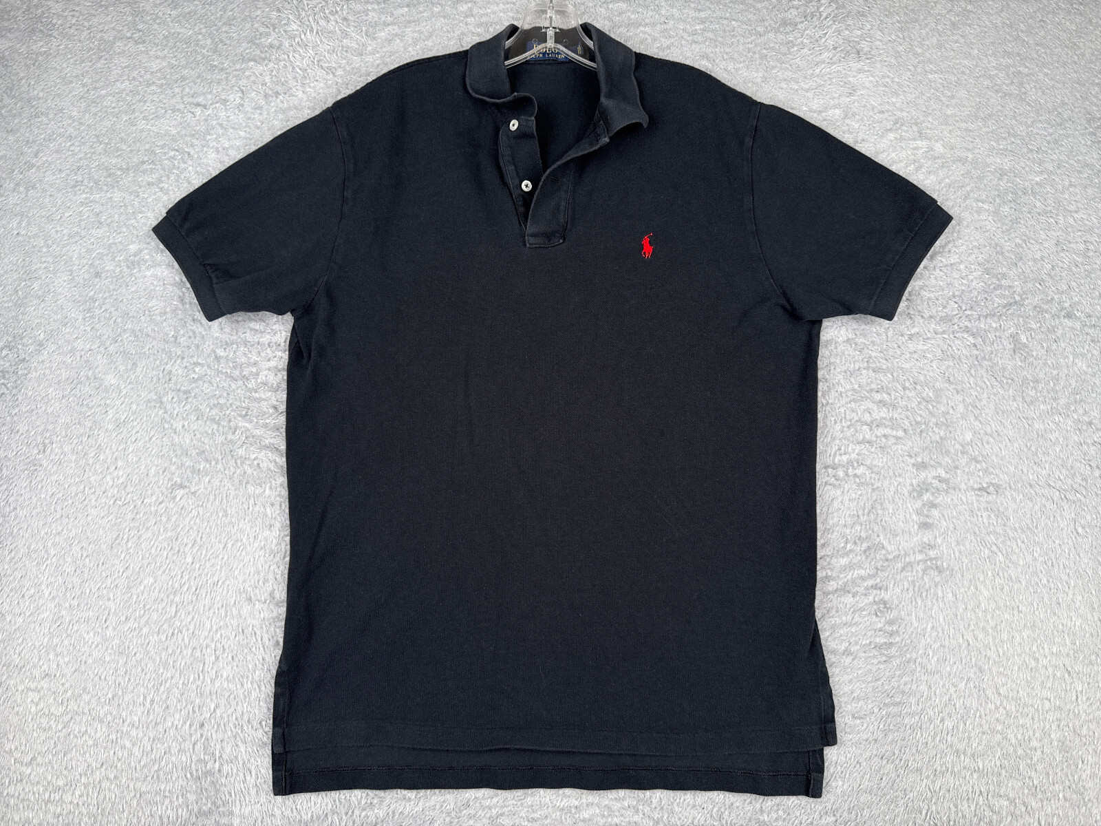 Polo Ralph Lauren Camicia Uomo Grande Nera Pony Golf 100% Cotone Jersey Tessuto