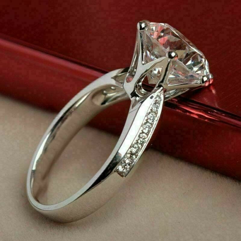 5CT Simulated Diamond Wedding Ring in 14K White Gold Plated Silver