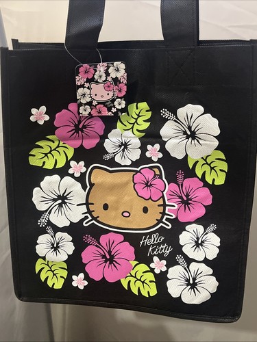 borsa shopper a mano hello Kitty bambina sanrio tessuto nero 35x31x23 - Picture 2 of 5