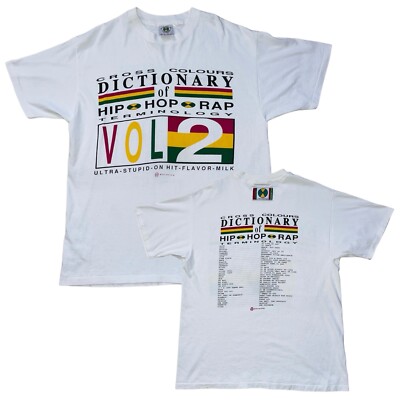 Cross Colours T shirt Vintage 90s Dictionary Of Hip Hop Rap OS Rare MADE IN  USA - Main Image