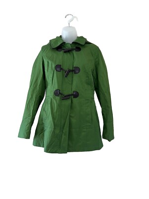 Laundry By Design Womens Green Rain Coat Size XS Removable Hood