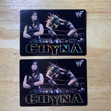 2000 Vintage WWF WWE Lot of 2 CHYNA Vending Machine Bio Prism Hologram Stickers