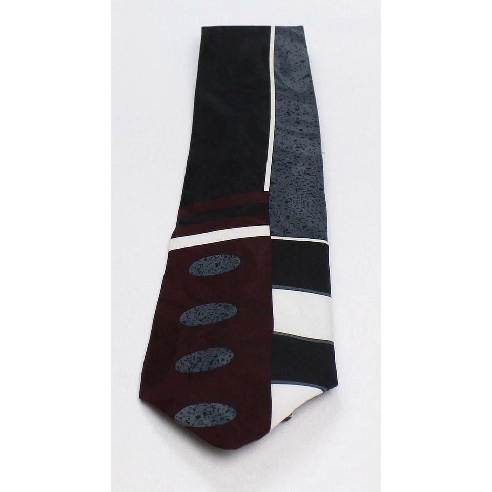 Corbata Requisitos Para Hombre Geométrica Regular Multicolor Negra Foto 3 de 3